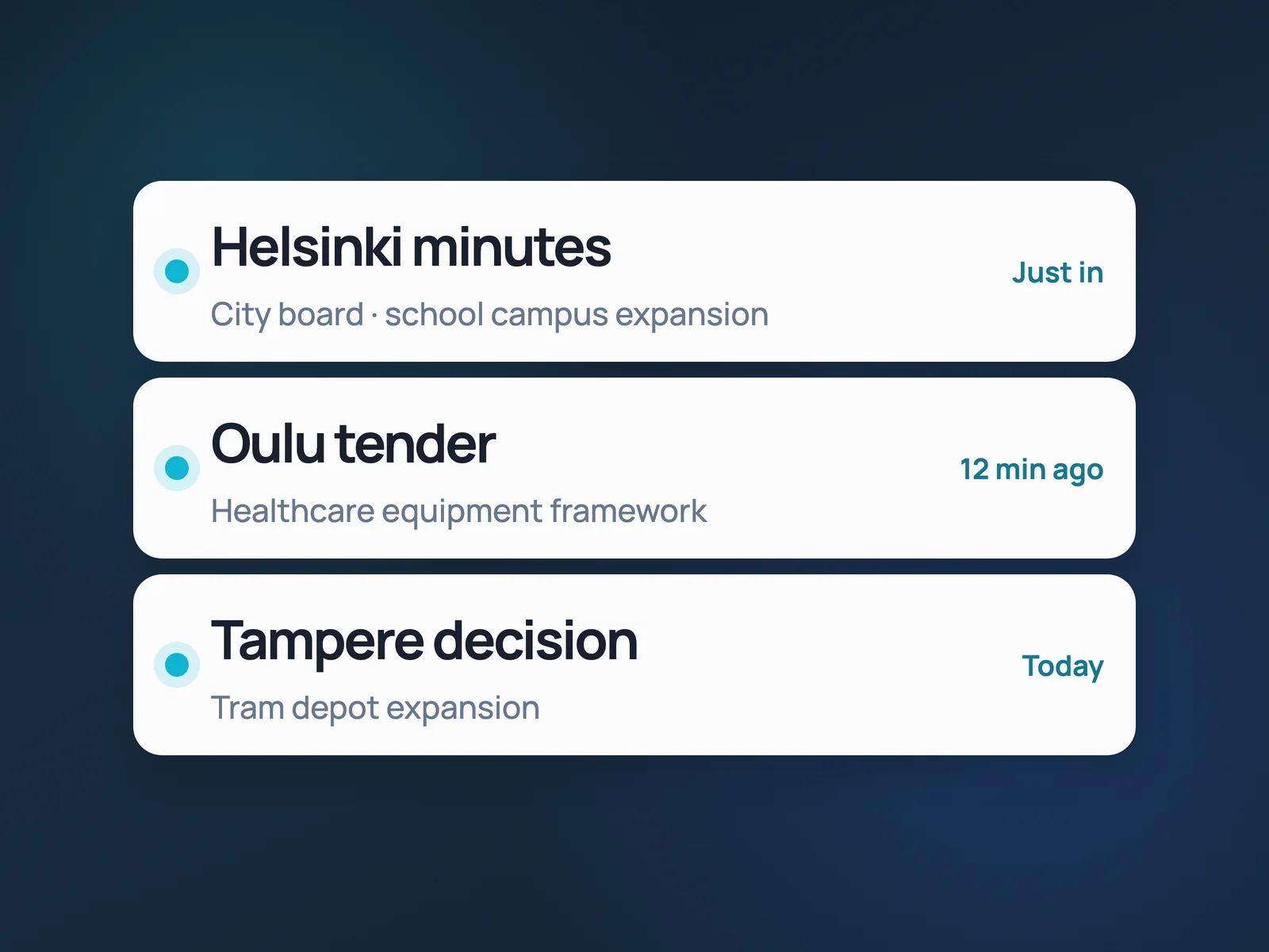 New public documents appearing from cities across Finland